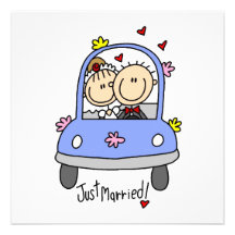Just Married Bride and Groom T-shirts and Gifts Invite