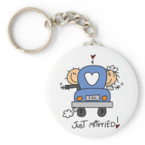 Just Married Bride and Groom T-shirts and Gifts Keychains