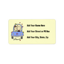 Just Married Bride and Groom T-shirts and Gifts Address Label