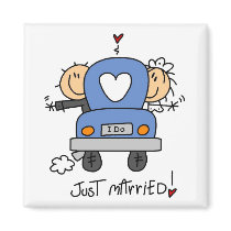 Just Married Bride and Groom T-shirts and Gifts Magnets