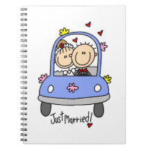 Just Married Bride and Groom T-shirts and Gifts Note Book