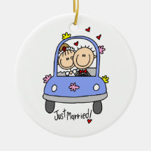 Just Married Bride and Groom T-shirts and Gifts Christmas Tree Ornament