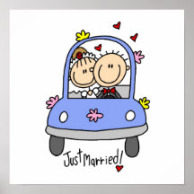 Just Married Bride and Groom T-shirts and Gifts Posters