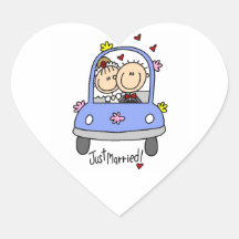 Just Married Bride and Groom T-shirts and Gifts Stickers