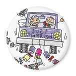 Just Married Bride And Groom Wedding Celebration magnets