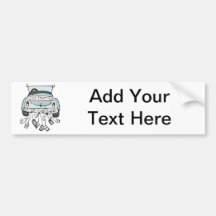 Just married car dragging cans bumper stickers