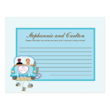 Just Married Car Wedding Writable Advice Card Post Card