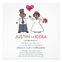 Just Married Cartoon Wedding Couple Announcement