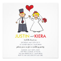 Just Married Cartoon Wedding Couple Announcement