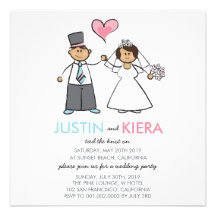 Just Married Cartoon Wedding Couple Announcement
