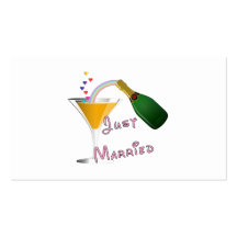 Just Married Champagne Wedding Toast Business Card