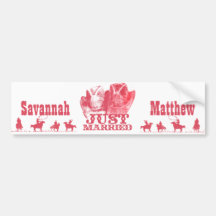 Just Married Cowboy & CowGirl Hats BumperSticker Bumper Sticker
