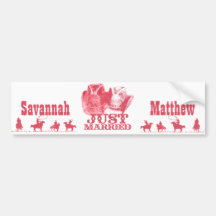 Just Married Cowboy & CowGirl Hats BumperSticker Bumper Stickers