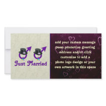 Just Married Formal Gay Male Customized Photo Card