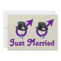 Just Married Formal Gay Male Personalized Invites