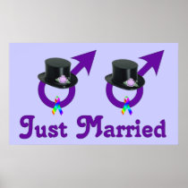 Just Married Formal Gay Male Poster