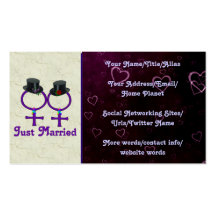 Just Married Formal Lesbian Business Card Template