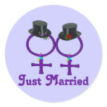 Just Married Formal Lesbians Round Stickers