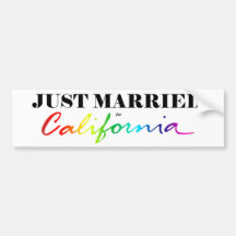 Just Married in California Pride Bumper Sticker