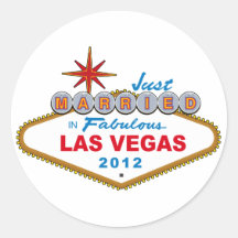Just Married In Fabulous Las Vegas 2012 Vegas Sign Round Sticker