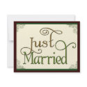 Just Married in swirl fun font invitations