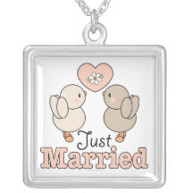 Just Married Love Birds Necklace