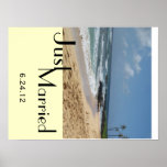 Just married names in sand Poster
