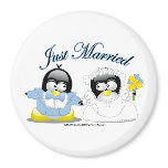 Just Married Penguins magnets