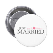 Just Married (Pink Heart Scroll) buttons