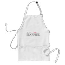 Just Married (Pink Heart Scroll) Aprons