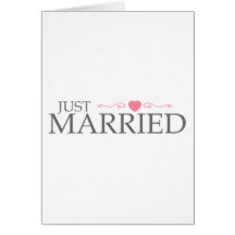 Just Married (Pink Heart Scroll) Cards