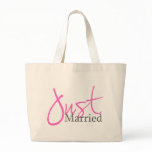 Just Married (Pink Script) bags