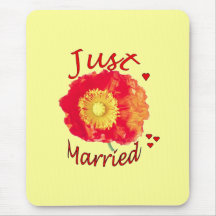 "Just Married" Poppy Mousepad
