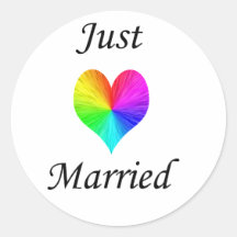 Just Married Round Stickers