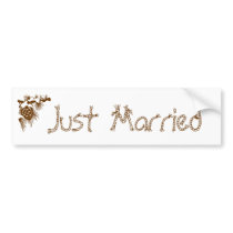 "Just Married" rustic bumper sticker