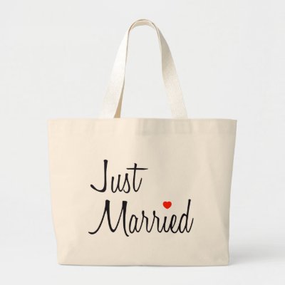  Heart  on Just Married  Script With Red Heart  Bag By Lushlaundry