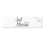 Just Married (Script With Red Heart) bumper stickers