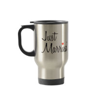 Just Married (Script With Red Heart) Mug