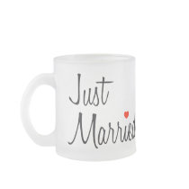 Just Married (Script With Red Heart) Coffee Mug