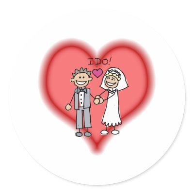 just married round stickers by shopaholicchick