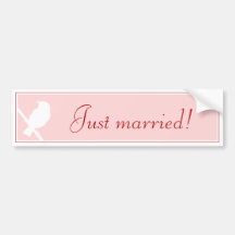 "Just married!" Sticker in pink with birdie Auto Sticker