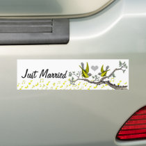 Just Married Vintage Birds BumperSticker