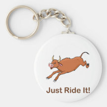 Just Ride It With Brown Bucking Bull Keychain