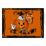 Just Too Cute Bulldog, Peeking Out of Pumpkin Greeting Cards