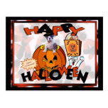 Just Too Cute Bulldog Puppy Peeking Out of Pumpkin Postcards
