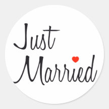 Juste marié (manuscrit avec le coeur rouge) autocollants