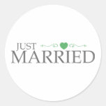 Juste marié (rouleau vert de coeur) autocollants