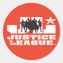 Justice League Logo and Character Silhouettes Round Sticker