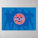 Justice League Logo and Solid Character Background Print