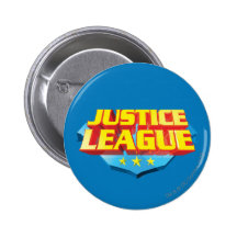 Justice League Name and Shield Logo Button